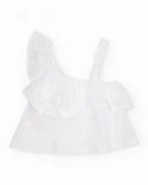 girls woven blouse with asymmetrical design and ruffle (1) (Copy)