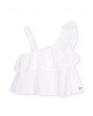 girls woven blouse with asymmetrical design and ruffle (Copy)