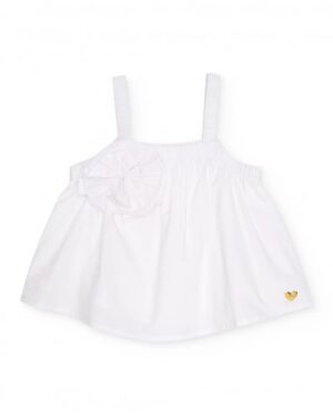 girls woven blouse with flower applique (Copy)